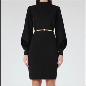 Reiss Black Long Sleeve Dress with Gold Accent